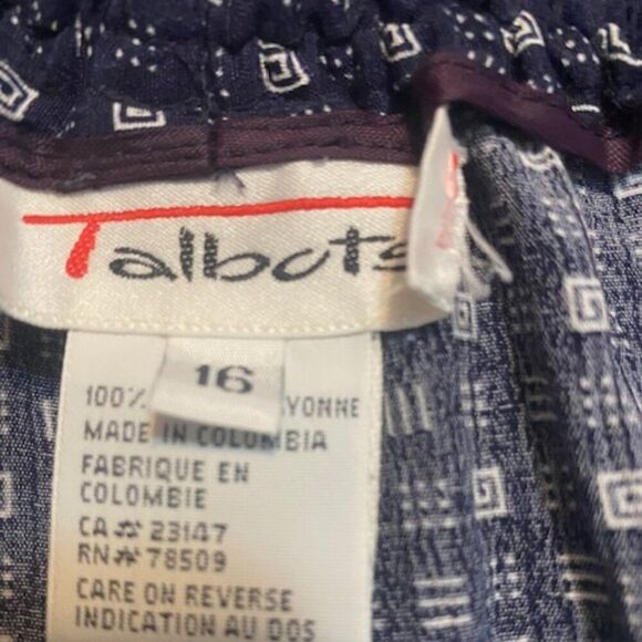 Talbots Blue White Pleated front ankle pants, size 16 - Picture 3 of 4